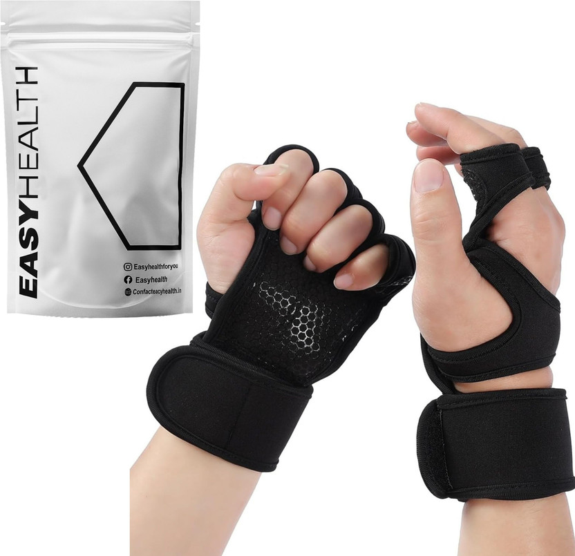 EasyHealth Gym Gloves For Men workout with wrist support And Anti Slip Silicone Gym & Fitness Gloves(Black)