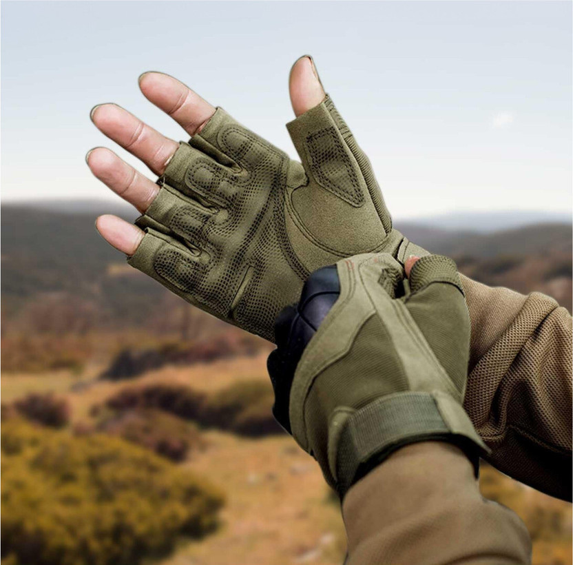 DAZZRIDE Half Finger Bike Protection Glove Knuckle Protection Riding-New51 Riding Gloves(Green)