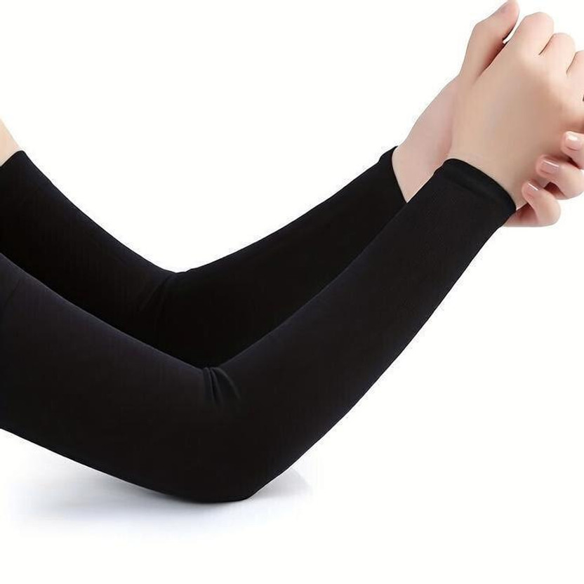 AUTOFRILL Sun UV Protection Sports Arm Sleeves for Men and Women Cycling Gloves(Black)