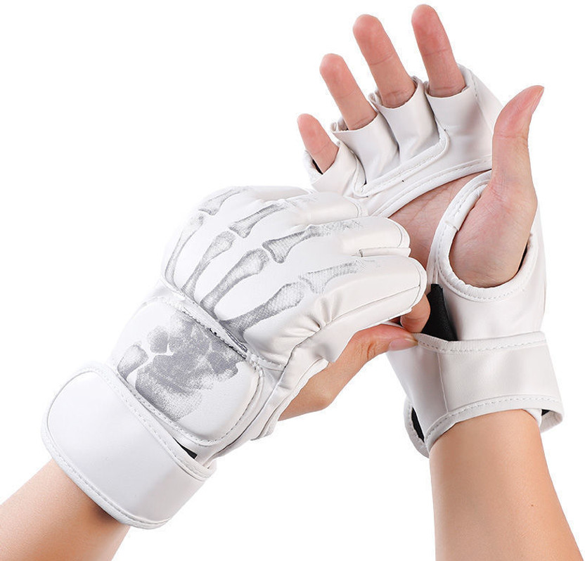 Verilux Boxing Gloves for Adults PU MMA Gloves with Wrist Wrap and EVA Foam for Training Boxing Gloves(White)