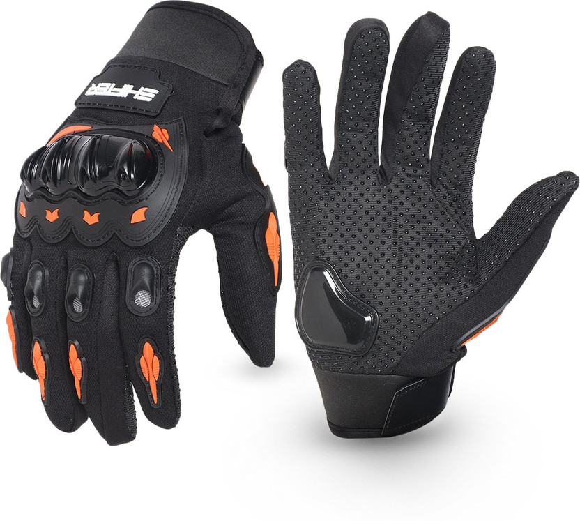 SHIFTER Bike Riding Motorcycle Gloves Multipurpose With Knuckle Protection Men Women Riding Gloves(BLACK-ORANGE)