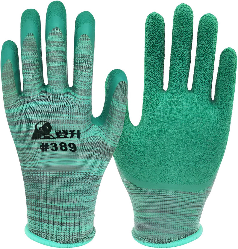 RBGIIT Oil & Cut Resistant Wooden Aluminium Cement Worker Nitrile Nylon Safety Gloves K Riding Gloves(Grey, Green)