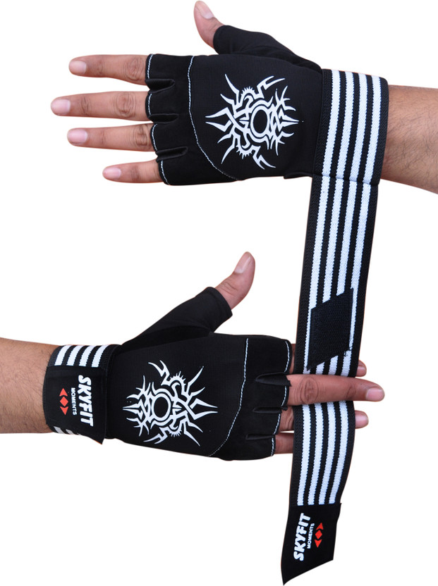 SKYFIT Gym glove, Sport Glove, Hand Glove, Riding Glove Gym & Fitness Gloves(Black White)