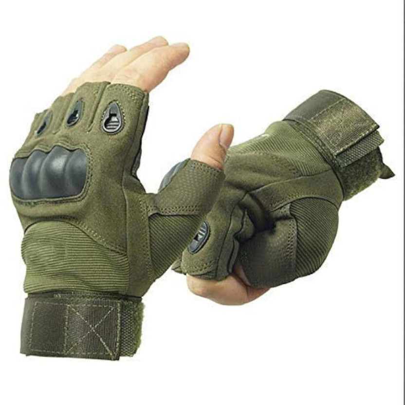 BEYKURY Tactical Half Finger Gloves (Green) Cycling Gloves(Green)