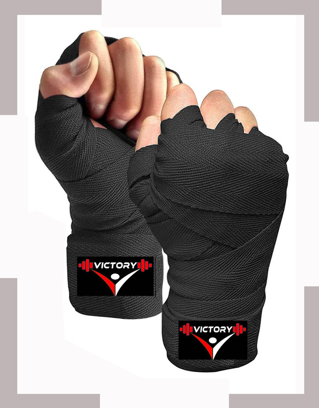 VICTORY Professional Boxing Hand Wraps Boxing Gloves(Black)
