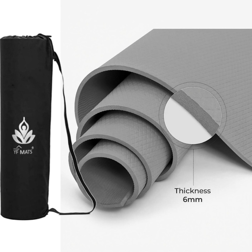 YFMATS EVA plus TPE Anti slip Eco Friendly Grey 6 mm Yoga Mat