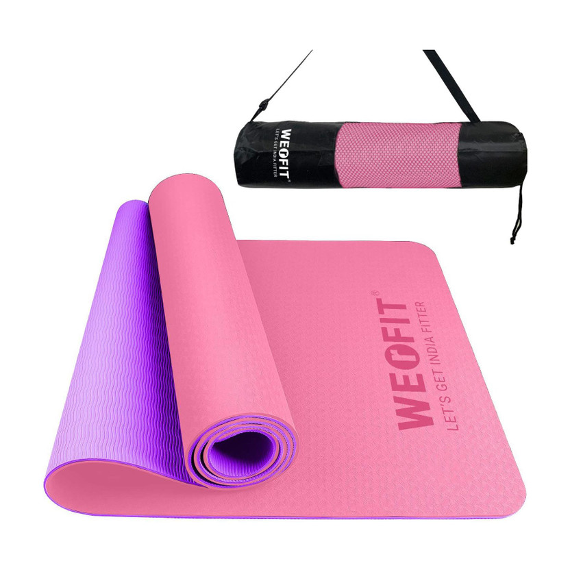 WErFIT TPE Yoga Mat for Gym Workout & Flooring Exercise for Men & Women with Strap 6mm Pink 15 mm Yoga Mat