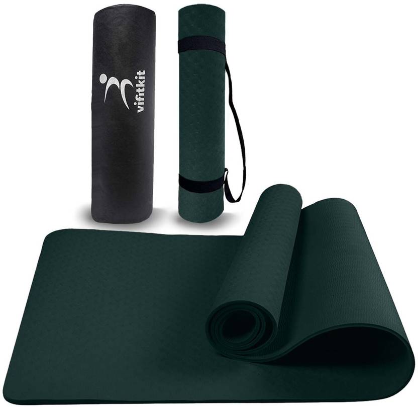 VIFITKIT 8mm AntiSkid Yoga Mat with Strap and Carry Bag for Home Gym