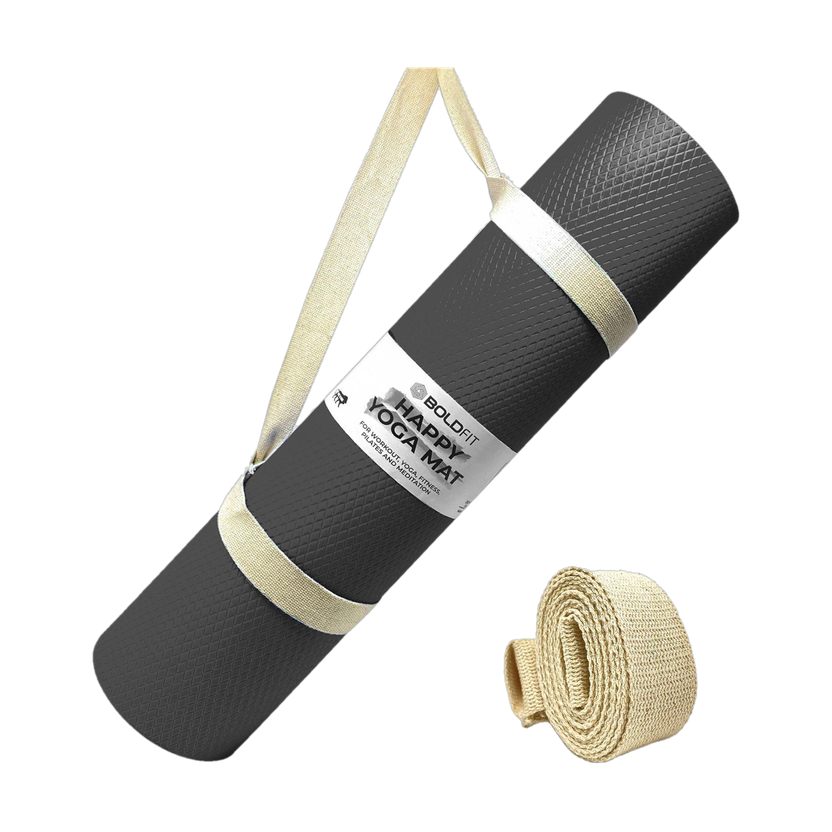 BOLDFIT Yoga Mat For Men Women & Kids Eva Exercise Mat For Gym With Cover Strap Mattress Black 4 mm mm Yoga Mat