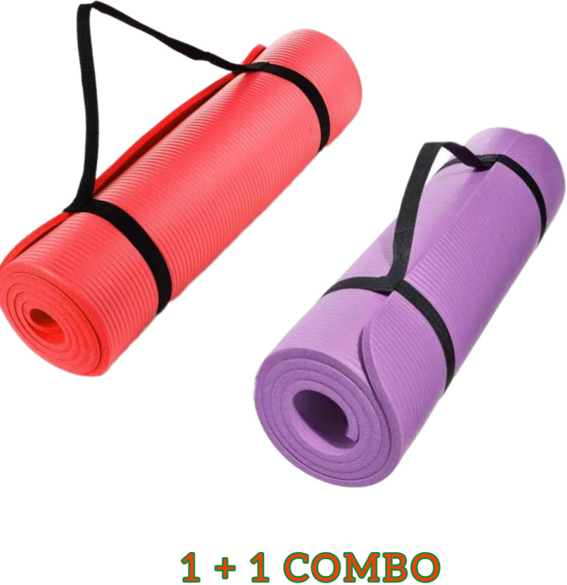 FLYLITE DUAL DELIGHT 2 Pc YOGA MAT COMBO Red, Purple 4 mm Yoga Mat