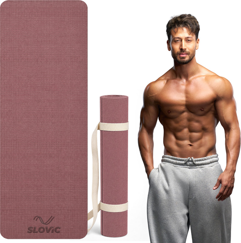SLOVIC Non-Slip Yoga Mat-Perfect Grip for All Levels Thickness 4mm | Wine 4 mm Yoga Mat 4 mm Yoga Mat