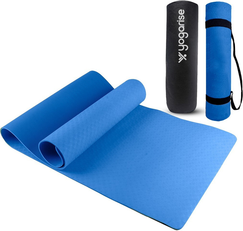 Yogarise 6mm Yoga Mat with Shoulder Strap & Bag Yoga mats for Home Gym & Outdoor Workout Blue 6 mm Yoga Mat