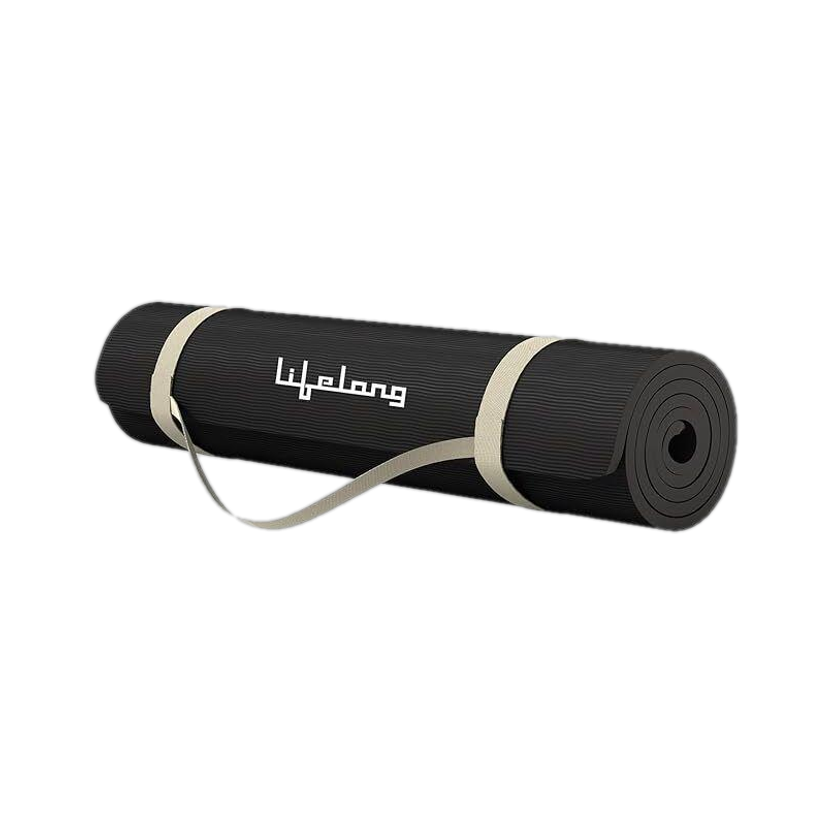 Lifelong LLYM94 EVA Material Anti-Slip Mat With Cover For Men & Women Black 6 mm Yoga Mat
