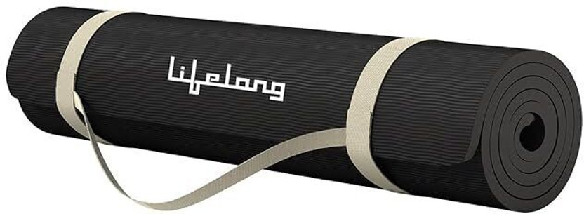 Lifelong LLYM94 EVA Material Anti-Slip Mat With Cover For Men & Women Black 6 mm Yoga Mat