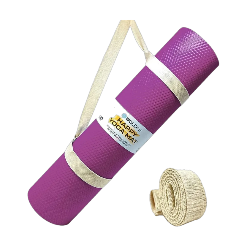 BOLDFIT Yoga Mat For Men Women & Kids Eva Exercise Mat For Gym With Cover Strap Mattress Purple 4 mm Yoga Mat