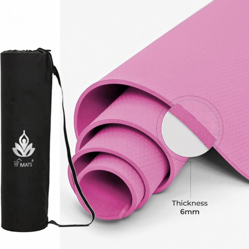 YFMATS YFMATS 6MM(pink with cover) - Best Quality and Anti slip Eva Eco Friendly Yoga Mat Pink 6 mm Yoga Mat - Flipkart Deal