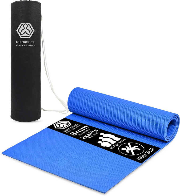 Quick Shel EVA Anti Slip Home Gym Exercise Workout Fitness for Men Women Kids with Bag Blue 6 mm Yoga Mat