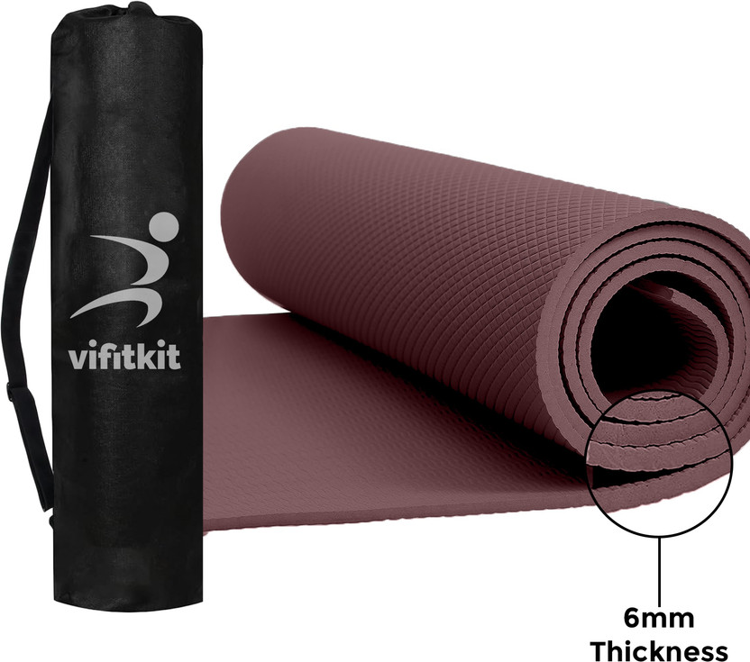 VIFITKITE Anti-Skid with Carry Bag for Home Gym & Outdoor Workout 6 mm Yoga Mat