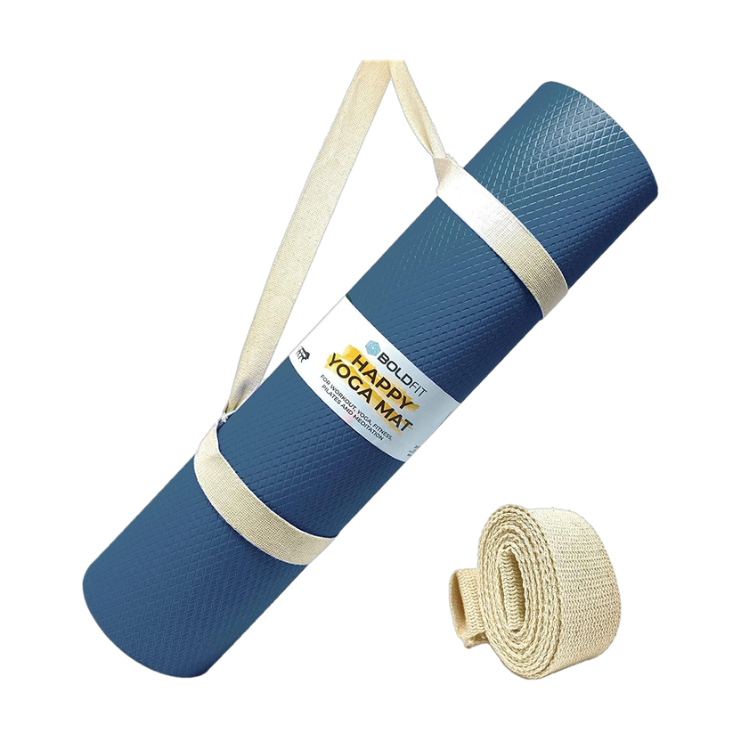 BOLDFIT Yoga Mat For Men Women & Kids Eva Exercise Mat For Gym With Cover Strap Mattress Blue 4 mm Yoga Mat