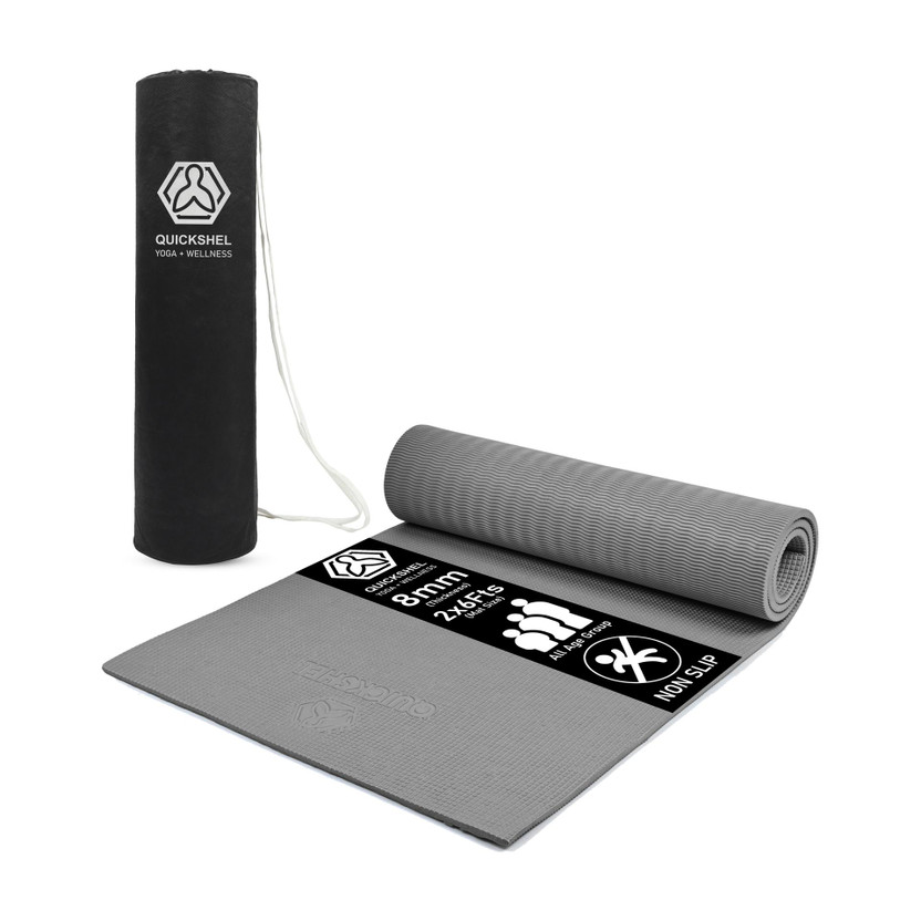 Quick Shel EVA + TPE Anti Slip Home Gym Exercise Workout Fitness for Men Women with Bag Grey 6 mm Yoga Mat