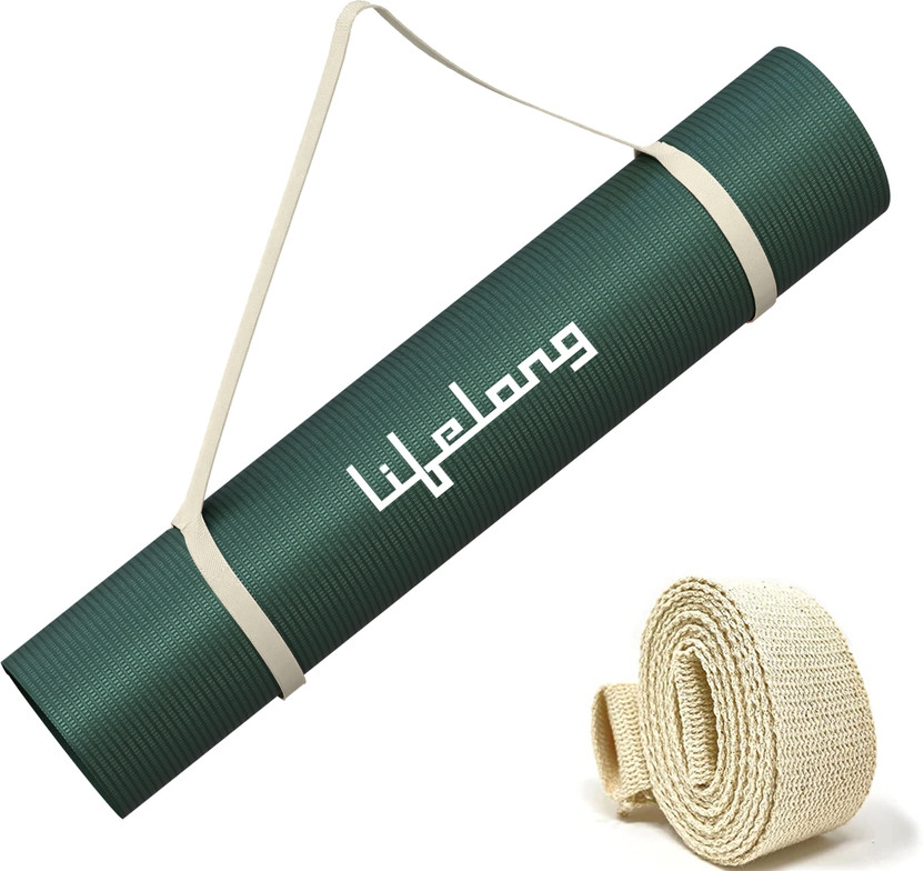 Lifelong LLYM71 EVA Anti-Slip Exercise Mat with Strap Green 4 mm Yoga Mat