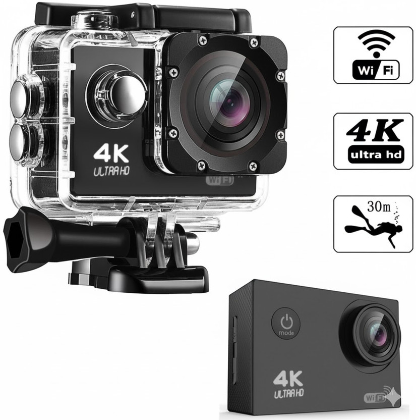 AHCAM PROFESSIONAL Action Camera 16MP Waterproof Sports Camera Wide Angle Lens for Outdoor Sports and Action Camera(Black, 16 MP)