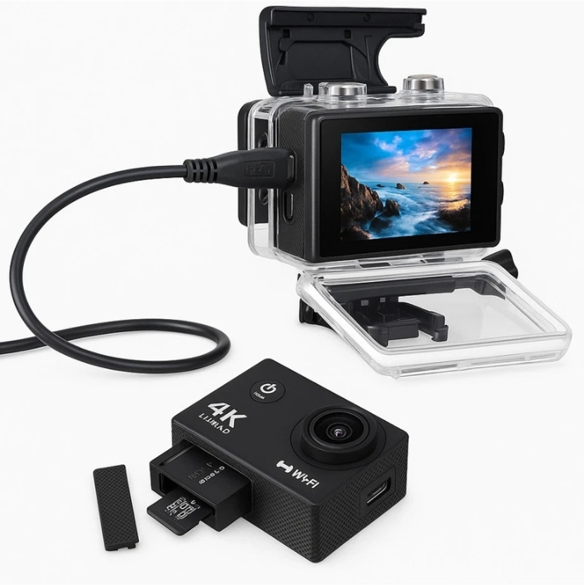 TYPDO 4K Bullet Cam Bullet Cam V5 4K 20MP Waterproof Action Cam with WiFi Streaming Sports and Action Camera(Black, 16 MP)