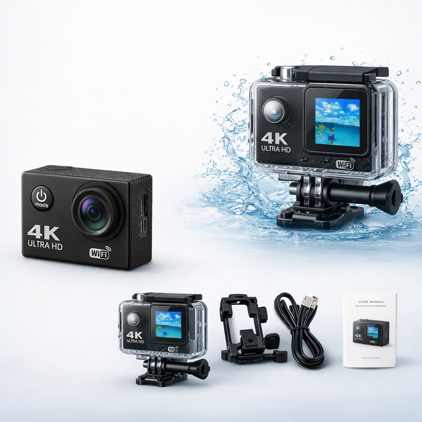 NibonX Professional 4K ProShot 4K Ultra HD Wide Angle Sports Camera Sports and Action Camera(Black, 16 MP)