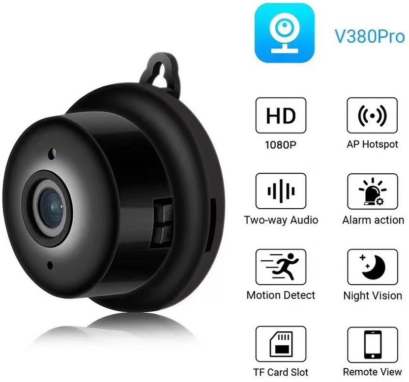 SIOVS wifi SECURITY CAMERA Mini WiFi Magnetic Live Stream Night Vision Audio Video Hidden Nanny Cam Sports and Action Camera(Black, 12 MP)