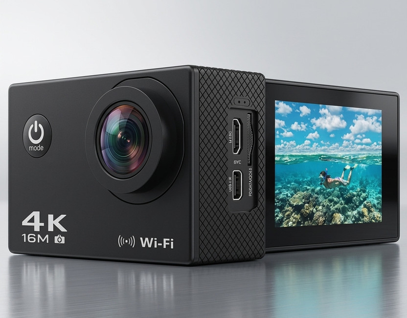 TYPDO 4K Bolt V Bolt V2 Ultra HD 4K 20MP Waterproof DV Camcorder with WiFi Sports and Action Camera(Black, 16 MP)