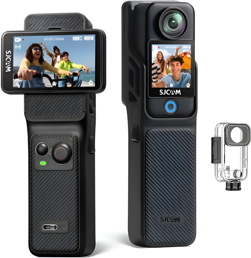 SJCAM C400 4K Rotatable Dual Touch Screen, 7H Battery Grip, 54° Wide Angle, 6-Axis Gyro Stabilization, 4250mAh WiFi & Live Stream – Sports, Travel Camera Sports and Action Camera(Black, 16 MP)