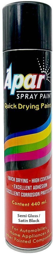 apar Spray Paint Semi Gloss/Satin Black-440ml For Industrial Powder coatings,bike,car Black Spray Paint 440 ml(Pack of 1)