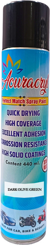AOURACRYL Spray Paint Dark Olive Green- 440ml, For Industrial coatings etc. DARK OLIVE GREEN Spray Paint 440 ml(Pack of 1)