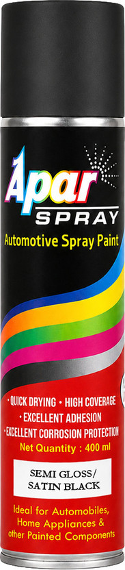 apar Spray Paint Semi Gloss/Satin Black-400ml For Industrial Powder coatings,bike,car Black Spray Paint 440 ml(Pack of 1)