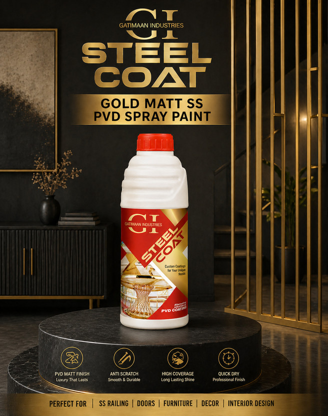 Steel Coat Steel Coat Matte FInish SS PVD Coating Gold Spray Solution - 1 Ltr SteelCoat_MatteGold Spray Paint 1000 ml(Pack of 2)