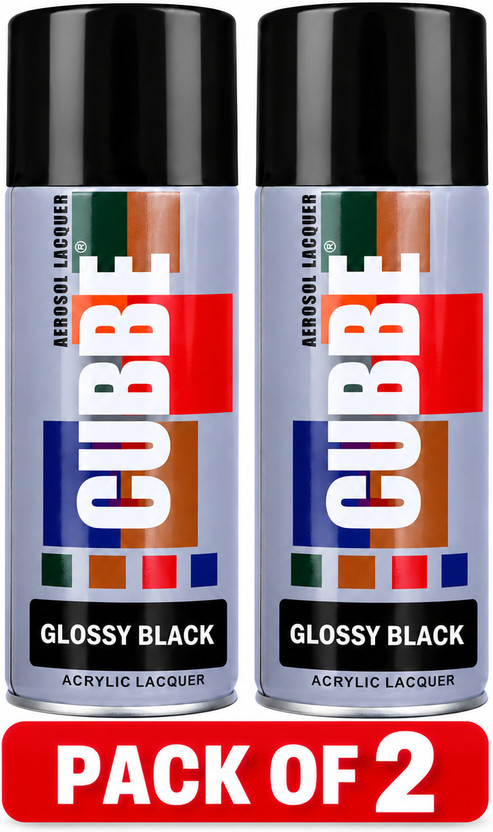 Cubbe GLOSSY BLACK SP2 GLOSSY BLACK Spray Paint 800 ml(Pack of 2)