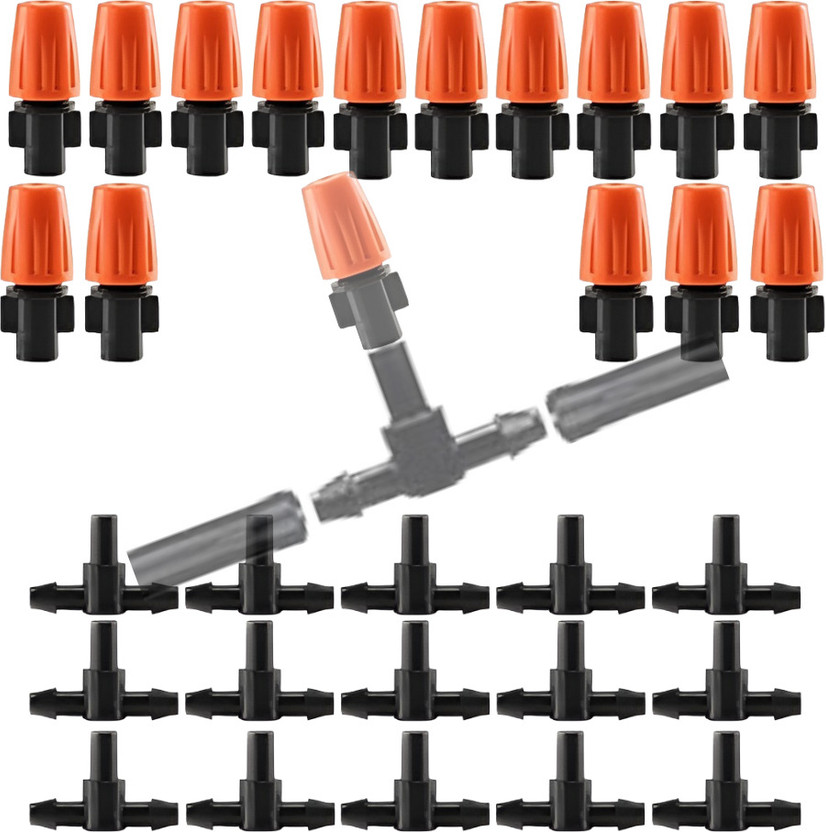 Vinayakart Orange Nylon Misting Nozzle Drip Irrigation Kit sprinkler nozzles Pack of 15 greenhouse, agriculture, lawn, garden, sprinkler irrigation