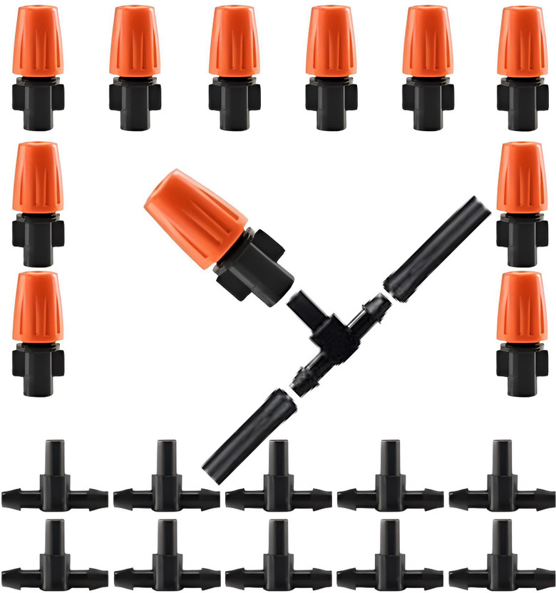 Vinayakart Orange Nylon Misting Nozzle Drip Irrigation Kit sprinkler nozzles Pack of 10 greenhouse, agriculture, lawn, garden, sprinkler irrigation