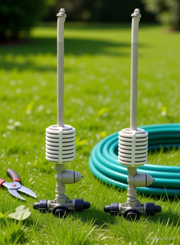 Rarehaunt 02Pc-Irrigation Fogger 4 Way System With Check Valve for Sprinkler , Irrigation ,Garden, Greenhouses, Mist Cooling System , Poultry Farms.