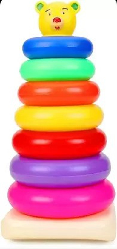 Just craft Plastic Teddy Rings, Jumbo stack up educational Ring tower Construction toys(Multicolor)