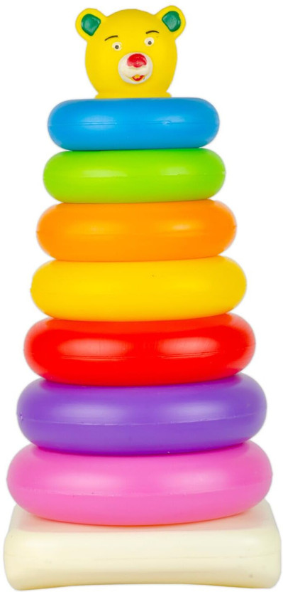 Just craft Stackable Blocks 7 Rings for Kids | Multi Colour Toddler Activity | Non Toxic(Multicolor)
