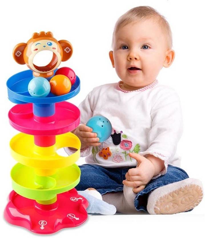 STATIC Kids Roll Boll Toy Early Education With 3 Balls And Stacks