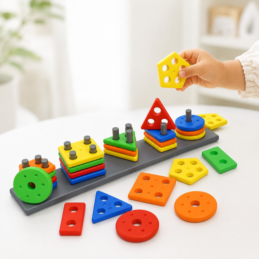 Meetul Enterprise Geometry Shape & Color Sorter Puzzle Board Preschool Educational toys for kids(Multicolor)
