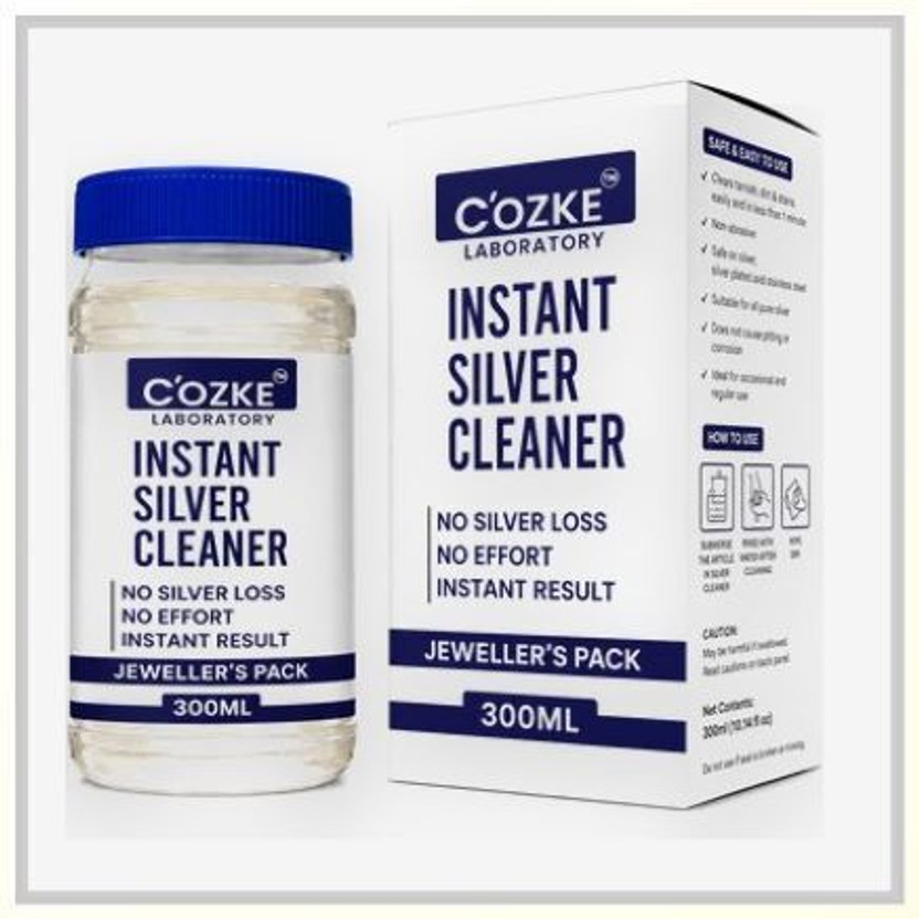 COZKE ENTERPRISE Silver Dip Cleaner Liquid - Jewellery, Pooja Item & Utensil Tarnish 13204 Stain Remover(300 ml)