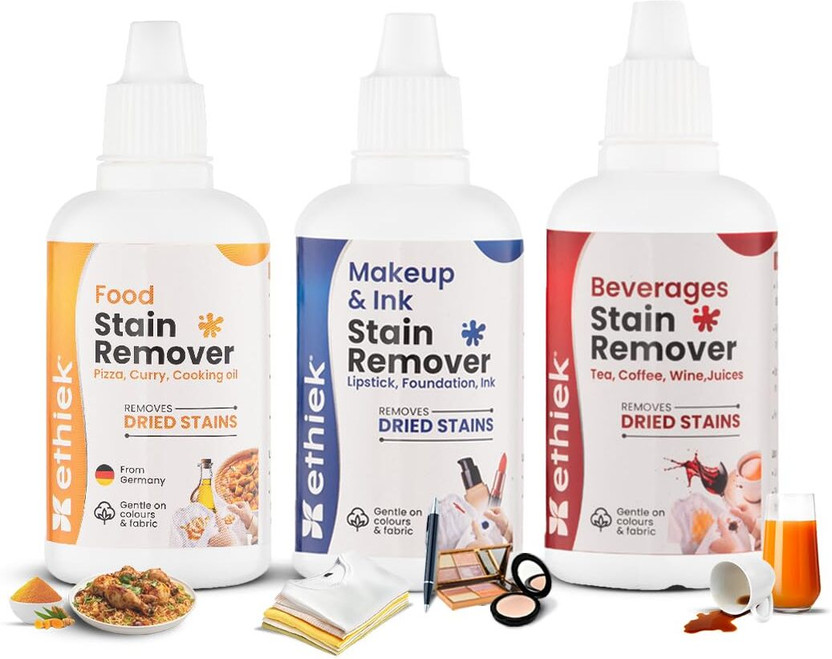 ethiek 3 in 1 Stain remover kit: Makeup, Ink, Food, Beverages| Works on Dried Stains | Stain Remover(150 ml)
