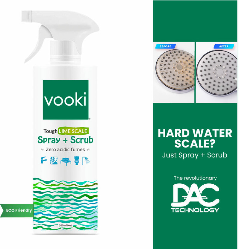 vooki Tough Lime Stain Descaler Remover, Spray & Scrub Cleaner for Bathroom - 500 ml Stain Remover(500 ml)