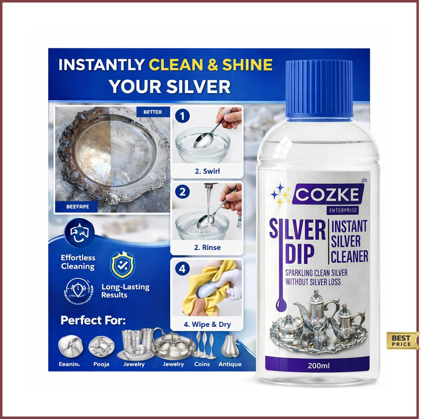 COZKE ENTERPRISE Silver Dip Cleaner Liquid - Jewellery, Pooja Item & Utensil Tarnish GT-134462 Stain Remover(200 ml)