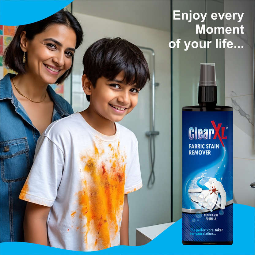 Clear XL Fabric Stain Remover Powerful Formula for Tough Stains Safe for All Fabrics Stain Remover(100 ml)