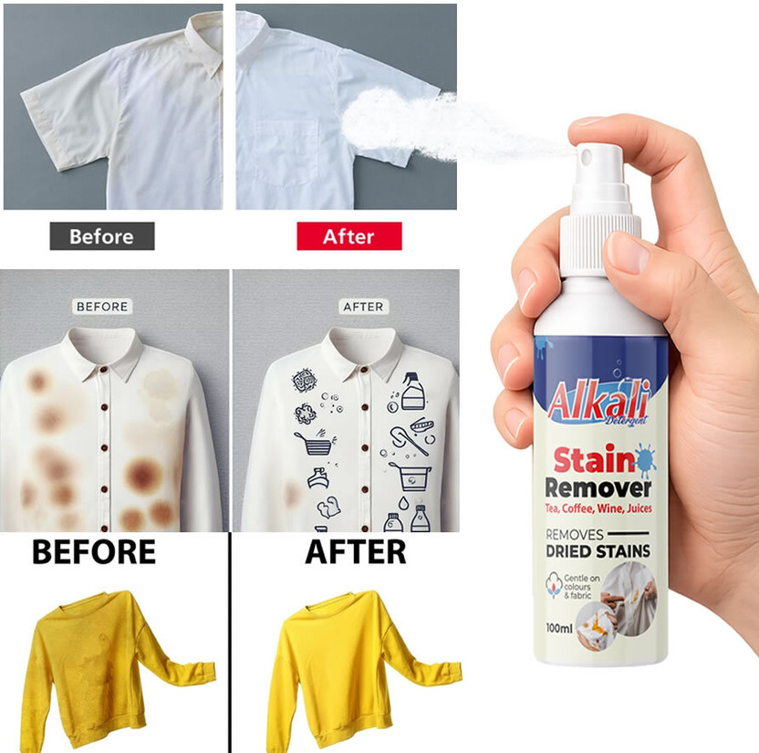 alkali Stain Remover for Clothes 100ml | Fast Acting Fabric Spray Stain Remover(100 ml)