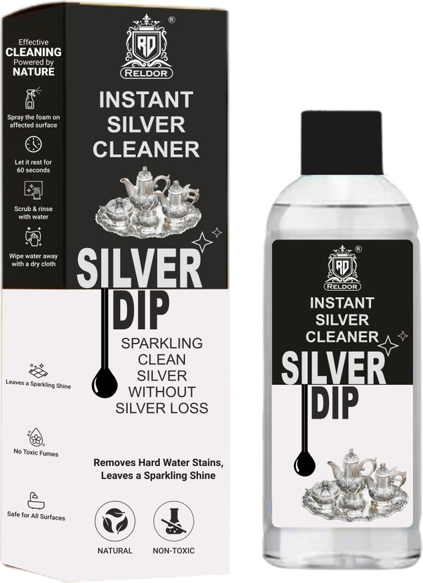 RELDOR RELDOR Silver Dip Cleaner Liquid - Jewellery, Pooja Item & Utensil Tarnish Stain Remover(500 ml) - Flipkart Deal